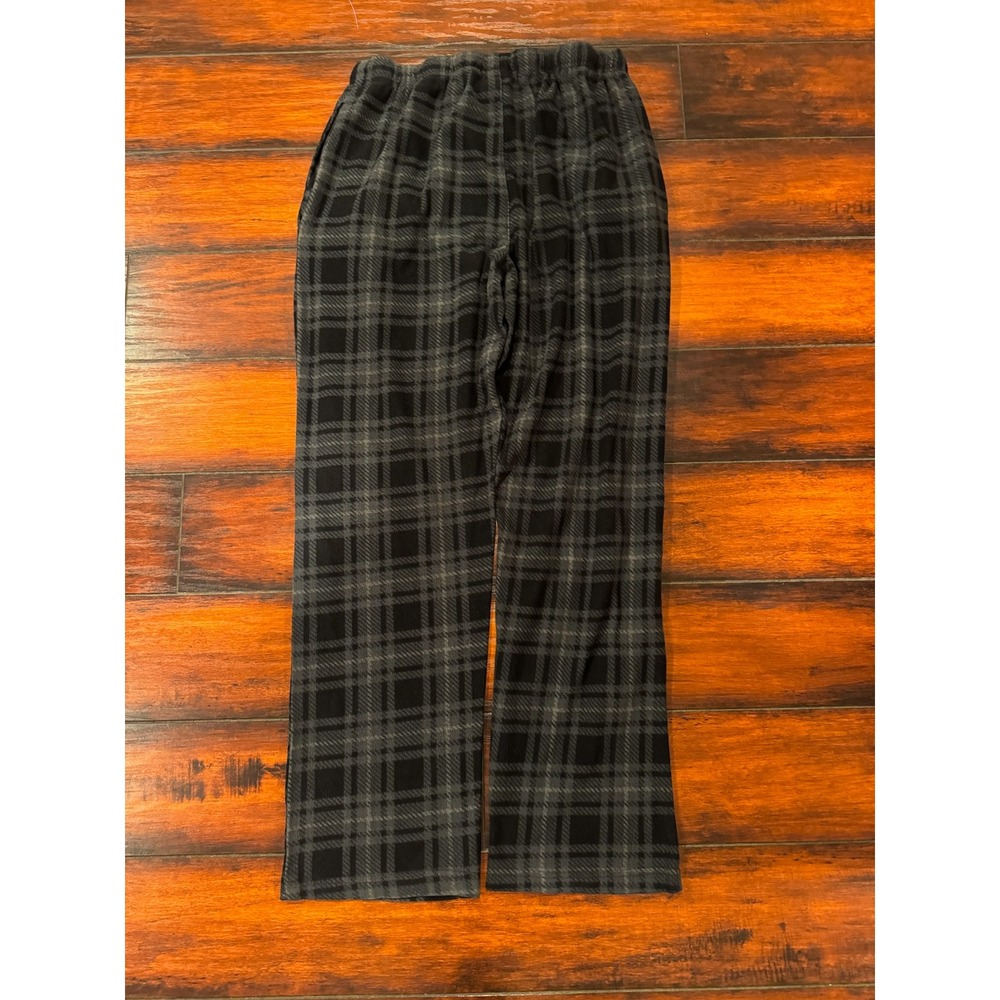 Beverly Hills Polo Club Mens‎ Grey Black Plaid Fleece Lounge Pajama Pants Small
